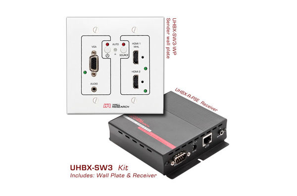 Billede af Hall Reseach UHBX-SW3 | VGA, HDMI, MHL Auto-Switching Wall-Plate med HDBaseT Kit, Hvid